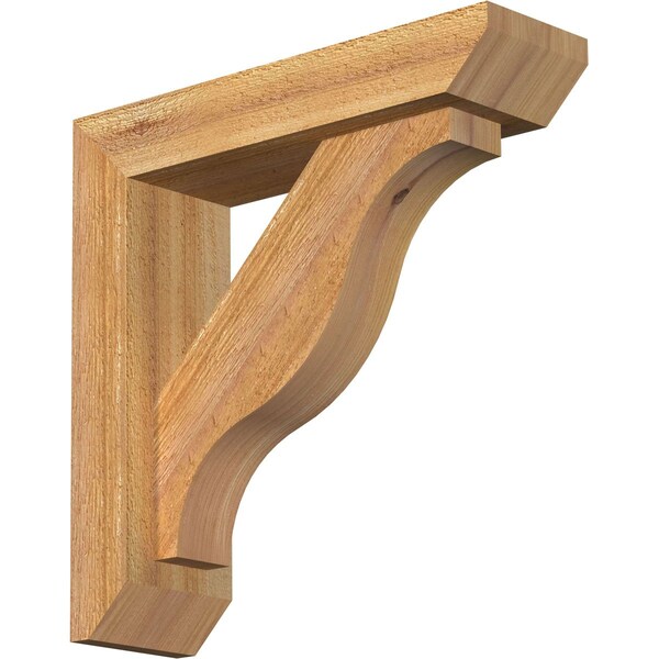 Ekena Millwork Funston Slat Rough Sawn Bracket w/ Offset Brace, Western Red Cedar, 4"W x 14"D x 14"H BKT0402X14X14FST06RWR - main